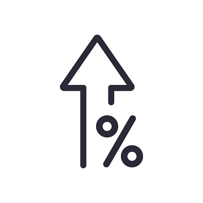 Percent with up arrow. Business concept design, banking, money sphere.