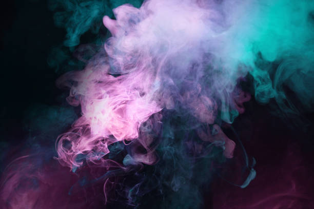 istock Blue and pink steam on a black background. 1455579684