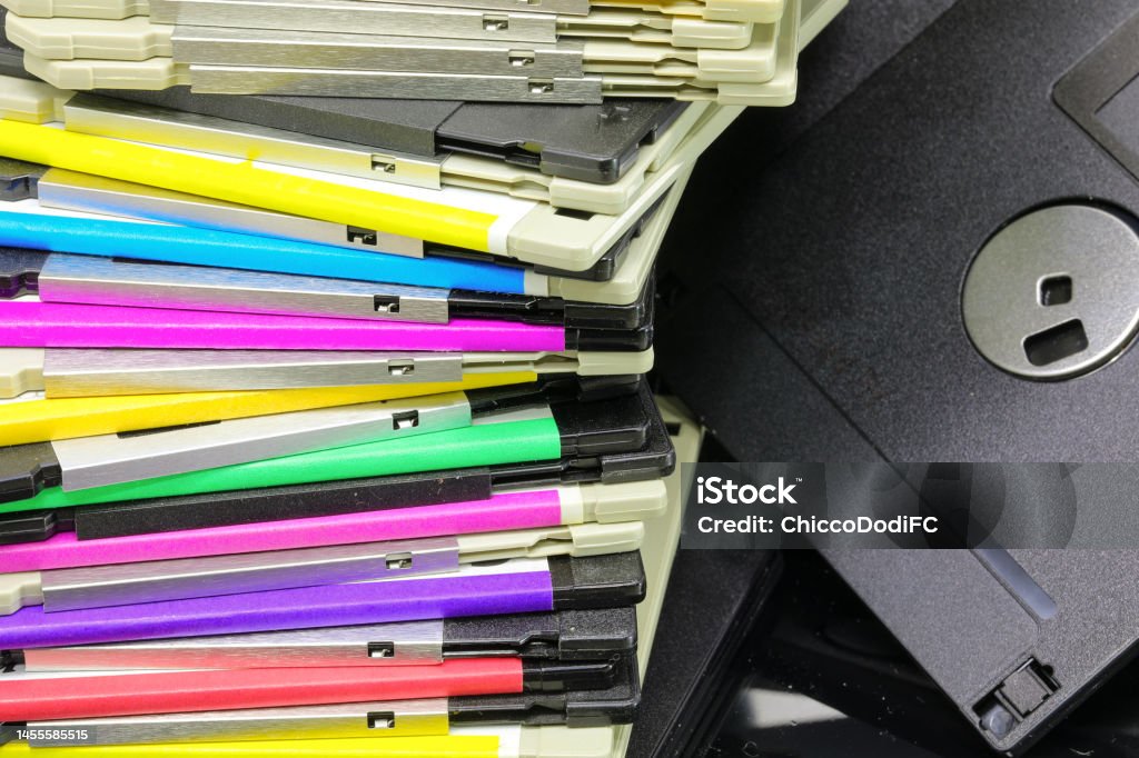 Handritten Old Data Floppy Disks Used To Save Computer Data In The 90s Stock Photo ...
