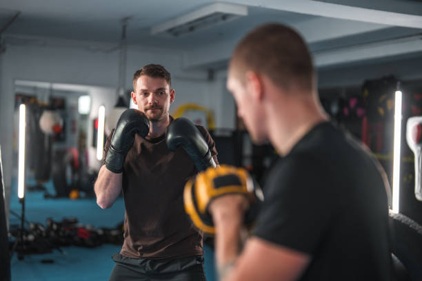 istock Caucasian Male Boxer Working Hard 1455587169