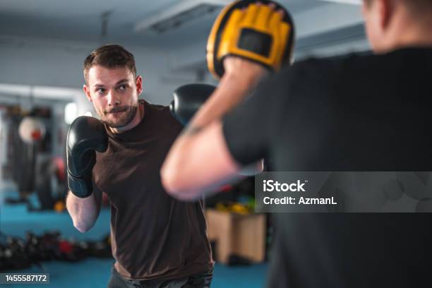 Caucasian Male Boxer Working Hard Stock Photo - Download Image Now - Boxing - Sport, Self-Defense, Combat Sport