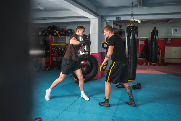 istock Caucasian Male Boxer Working Hard 1455587178