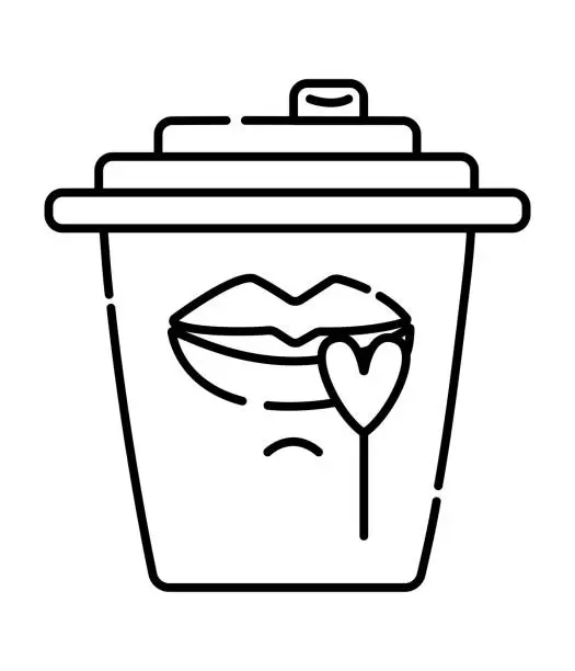 Vector illustration of Cup of drink, line illustration
