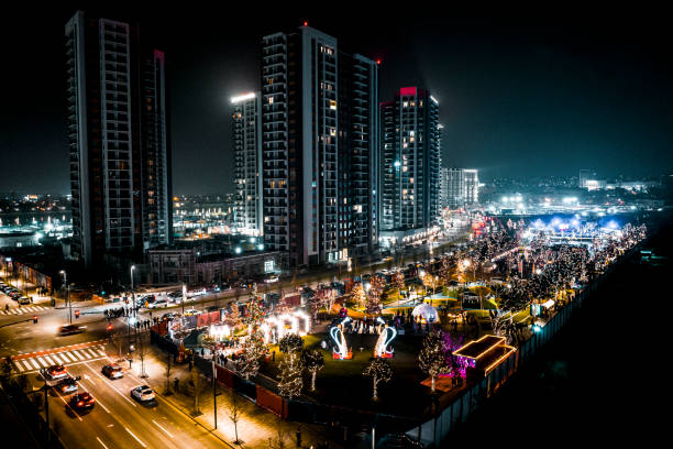 istock Belgrade by night captured from a drone perspective 1455591635