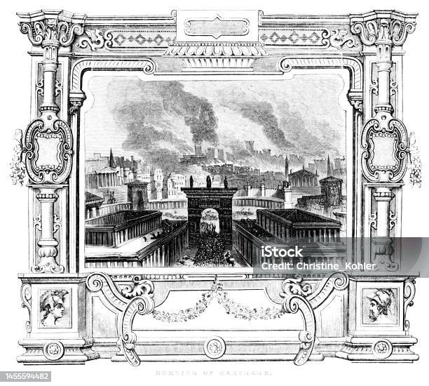 Carthage Pattern Carthage Burns Ancient Civilization Stock Illustration - Download Image ...