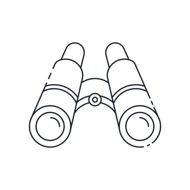 Vector illustration of Binoculars Line Icon. Editable Stroke.