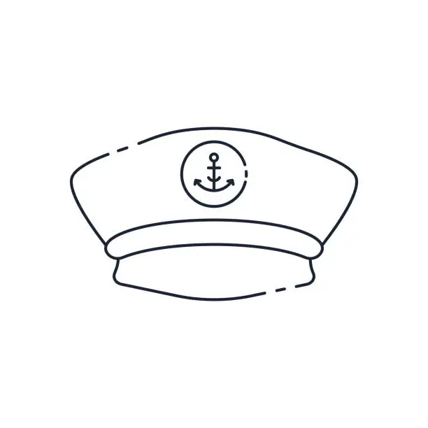 Vector illustration of Captain Hat Line Icon. Editable Stroke.