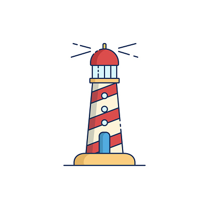 Lighthouse Line Icon. Editable Stroke. Vector illustration.