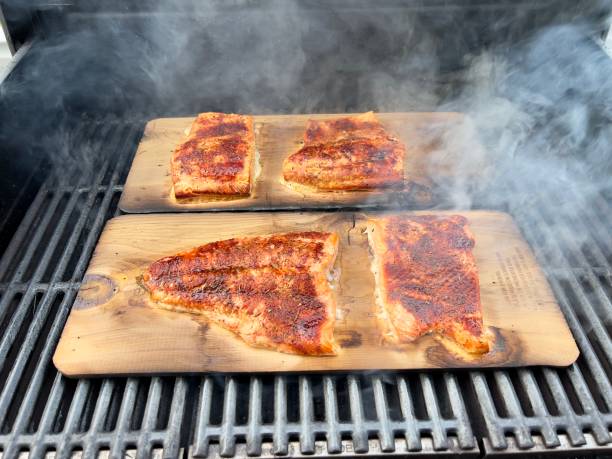 istock Salmon Fillets on a Barbecue Grill. 1455597638