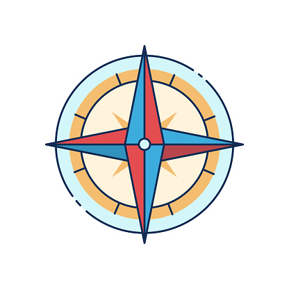 Compass Color Line Icon. Editable Stroke. Vector illustration.
