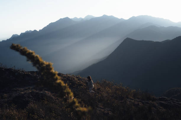 Woman hiking in the mountains