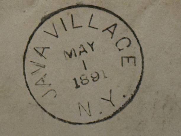Extreme closeup of Java Village, New York Postmark 1891.