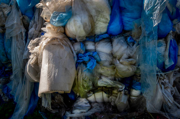 Plastic bags at a recycling center.