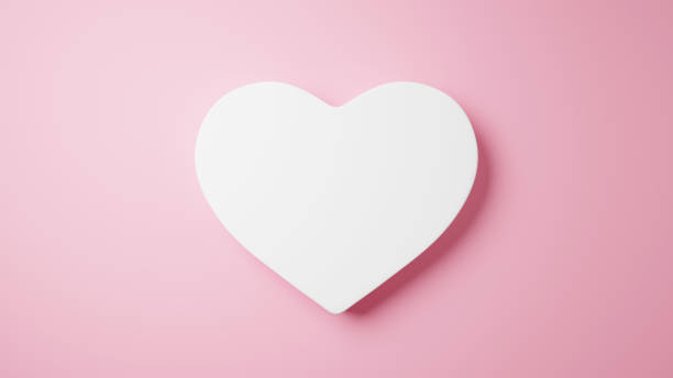 istock 3D Illustration.White heart on pink background. 1455608300