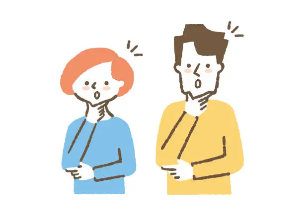 Vector illustration of Couple who noticed something_color