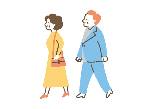 Elderly couple taking a walk_color