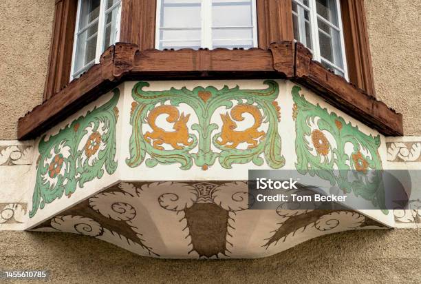 Decorative Architecture And Design On Residential Building In Samedan Switzerland Stock Photo - Download Image Now