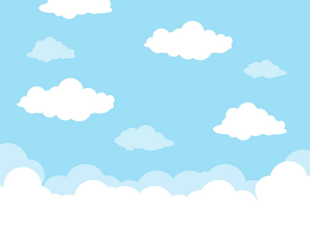 ilustraciones, imágenes clip art, dibujos animados e iconos de stock de cielo azul con nubes de fondo elegante - freedom cloud cloudscape meteorology