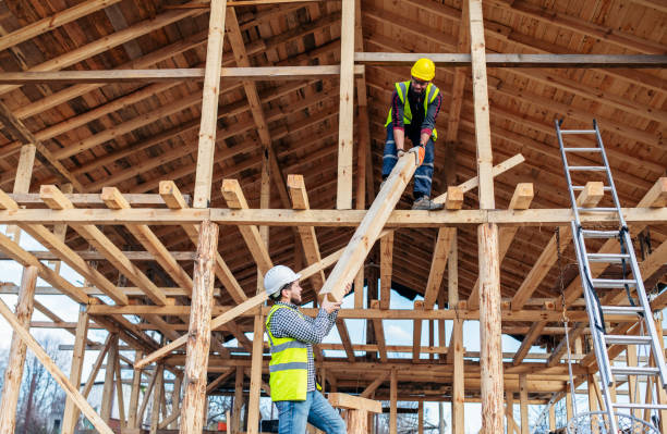 istock Working on the building process of a wooden home. 1455612509