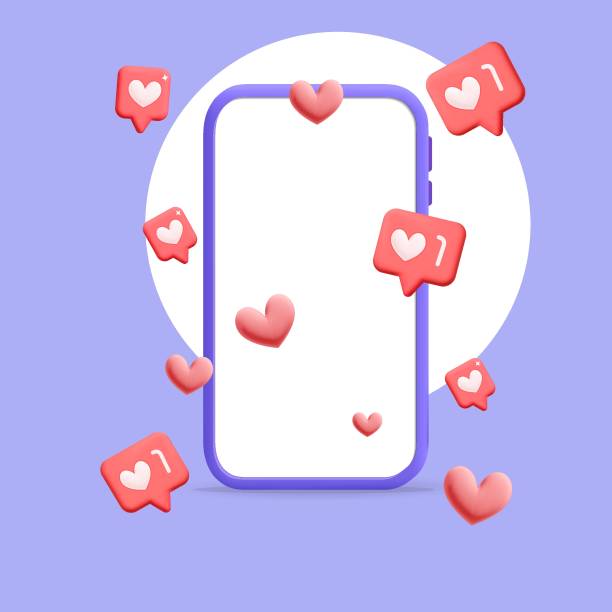 istock 3d vector like and heart symbol on Social media network mobile app on smartphone poster design 1455612554