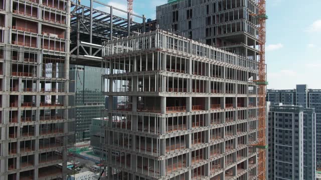 Real estate development, tall buildings under construction