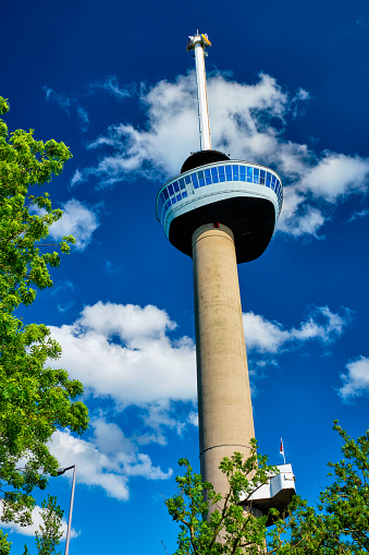 Rotterdam, Netherlands - May 14, 2017: Euromast is 185 m observation tower designed by Hugh Maaskant constructed between 1958 and 1960 and is the highest building of the Netherlands