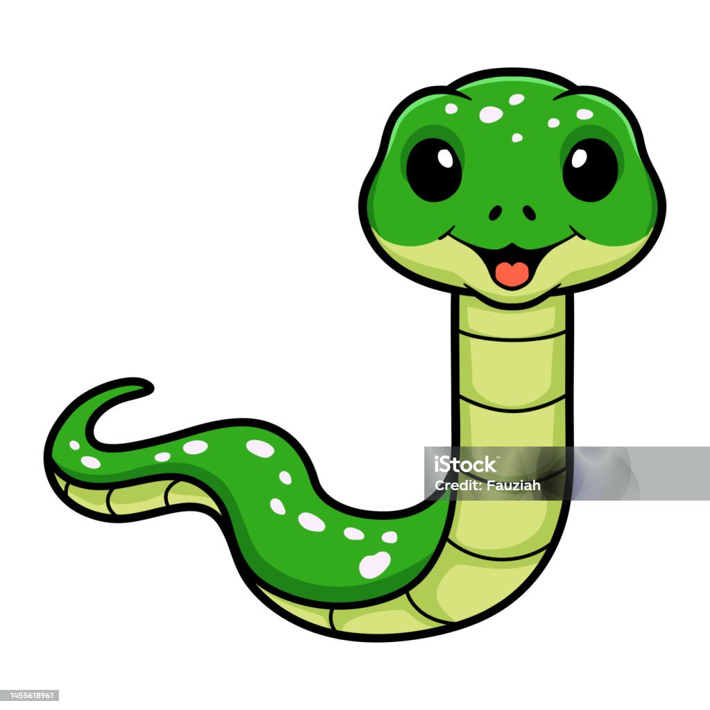 Cute Green Tree Python Cartoon Stock Illustration - Download Image Now ...