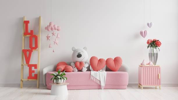 istock Valentine interior room have sofa and home decor for valentine's day. 1455618967