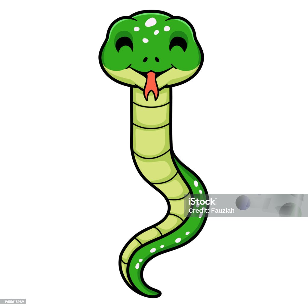 Cute Green Tree Python Cartoon Stock Illustration - Download Image Now ...