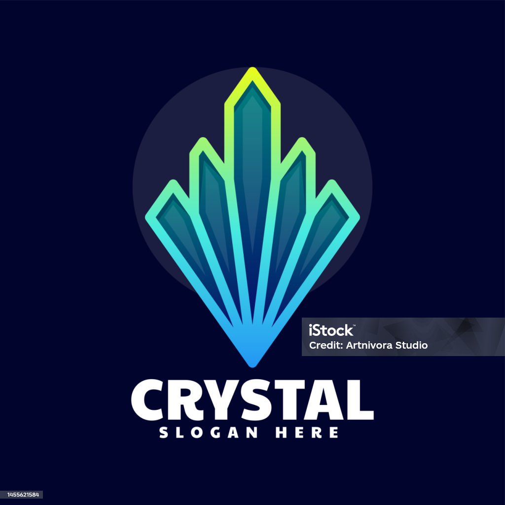 Crystal Line Vector Vector Illustration Crystal Line Art Gradient Style Stock Illustration ...