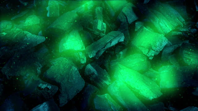 Magic Glowing Green Coals Moving Shot