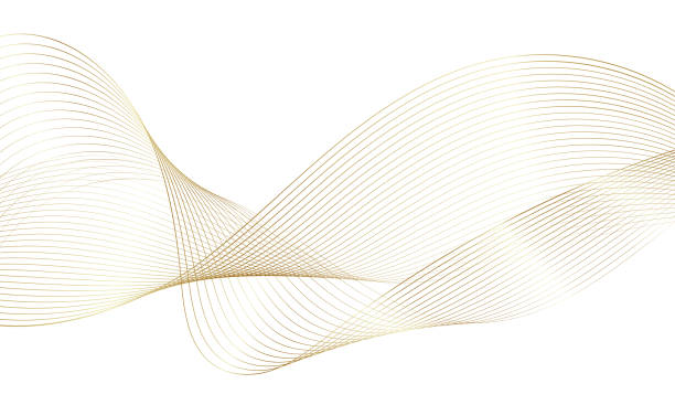 absztrakt aranyhullám elem a tervezéshez. digitális frekvenciasáv-hangszínszabályzó. stilizált vonalas művészeti háttér. vektoros illusztráció. hullámzás a keverési eszközzel létrehozott vonalakkal. ívelt hullámos vonal, sima csík. - egyetlen vonal témájú stock illusztrációk