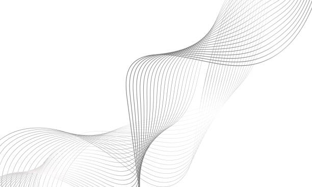 デザイン用の抽象的なカラフルな波のエレメント。デジタル周波数トラックイコライザー。様式化された線画の背景。ベクターイラスト。ブレンドツールを使用して作成された線でウェーブ� - 行列点のイラスト素材／クリップアート素材／マンガ素材／アイコン素材