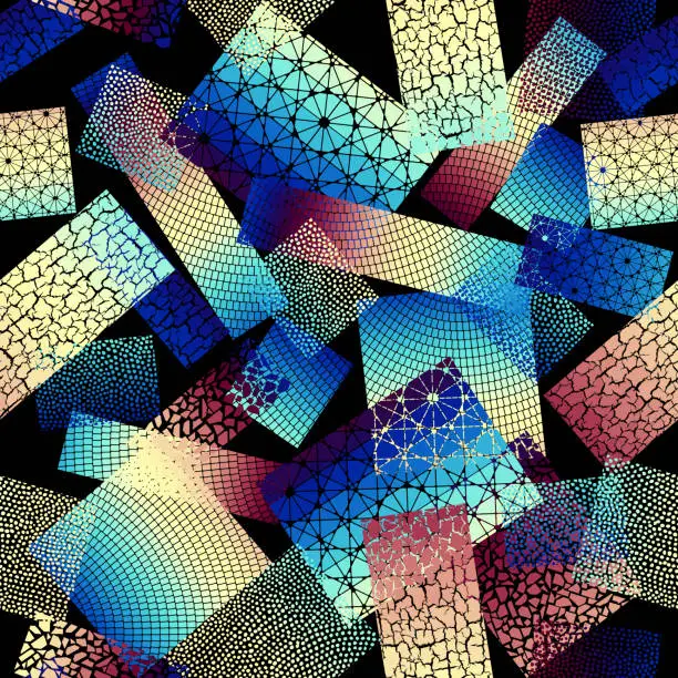Vector illustration of Vector seamless mosaic art pattern. Art background.