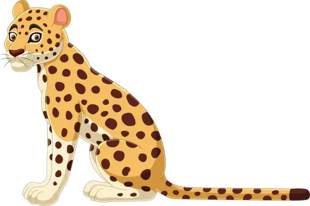 Vector illustration of Cartoon leopard on white background