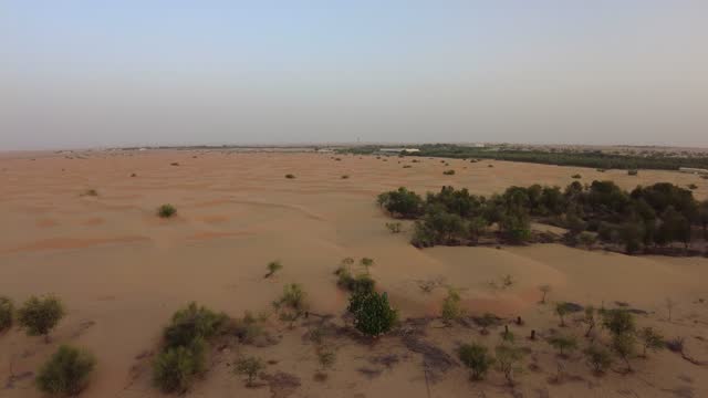 The sandy Sahara desert in Dubai seen from above