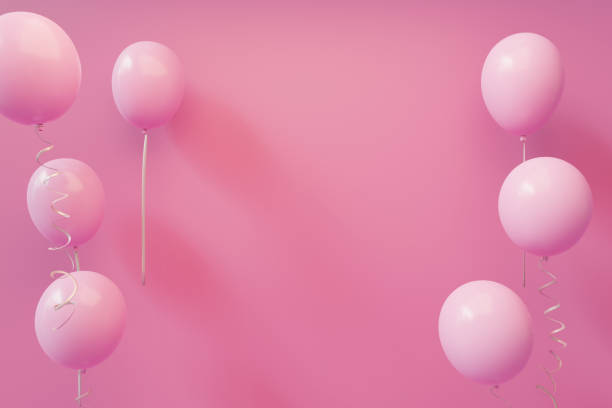 istock pink party balloons background, 3d rendering 1455626557