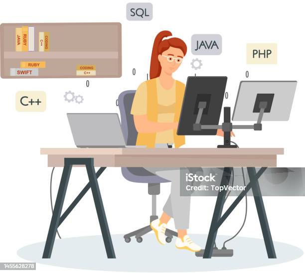 Programmer Engineering And Coding Programmer Working On Web Development ...