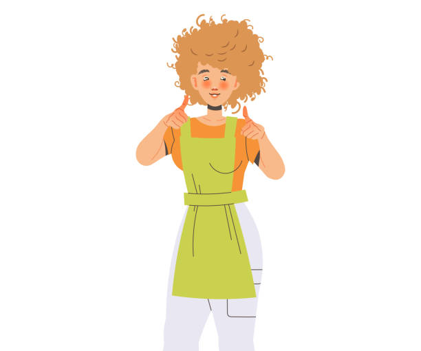 Female Beekeeper or Apiarist in Apron Showing Hand Thumb Up Gesture and Smiling Vector Illustration Female Beekeeper or Apiarist in Apron Showing Hand Thumb Up Gesture and Smiling Vector Illustration. Young Woman Demonstrating Emotion hiver stock illustrations