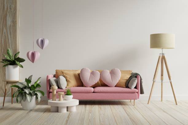istock Valentine interior room have pink sofa and home decor for valentine's day. 1455629281