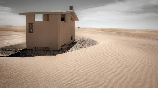 A public restroom in the desert.