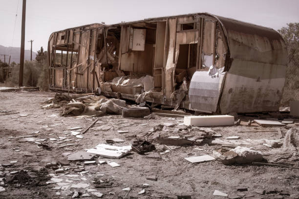 istock Abandoned Trailer in the Desert 1455633355