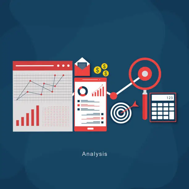 Vector illustration of Business data analysis investment and management