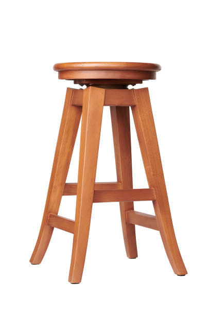 istock tall wooden bar stool isolated on white background. 1455637952
