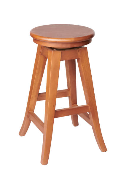 istock tall wooden bar stool isolated on white background. 1455637953