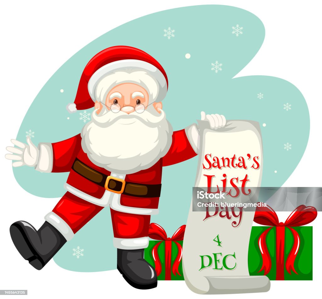 Santa List Vector Santas List Day Text Banner Design Stock Illustration - Download Image ...