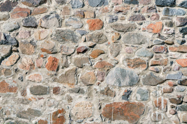 istock A wall of uneven stones. 1455644325