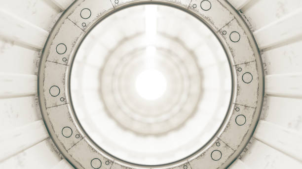 istock Technology abstract background. Corridor or Tunnel inside viewed through glass looks blurred. 1455649078
