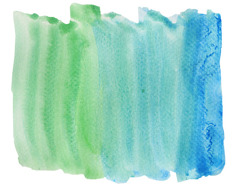 Abstract background and texture pattern blue with yellow and green color flow isolated on white background, Illustration watercolor hand draw and painted on paper