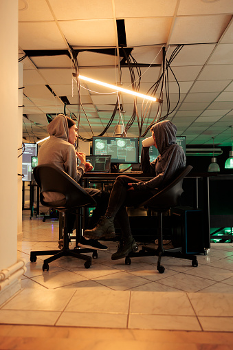 Young Hackers Coding Trojan Virus Program To Hack System Stock Photo ...